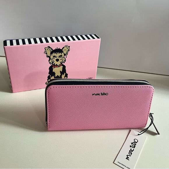 Marc Tetro NWT Pink Yorkie Dog Zip Around Wallet + FREE GIFT - Picture 4 of 6